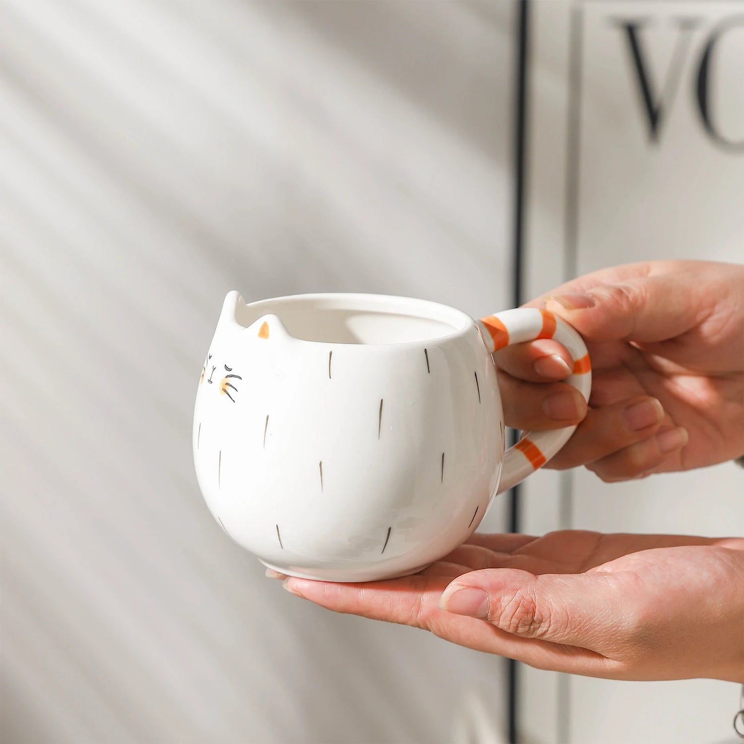 Keramiktasse mit Katzenmotiv Kreativer Becher