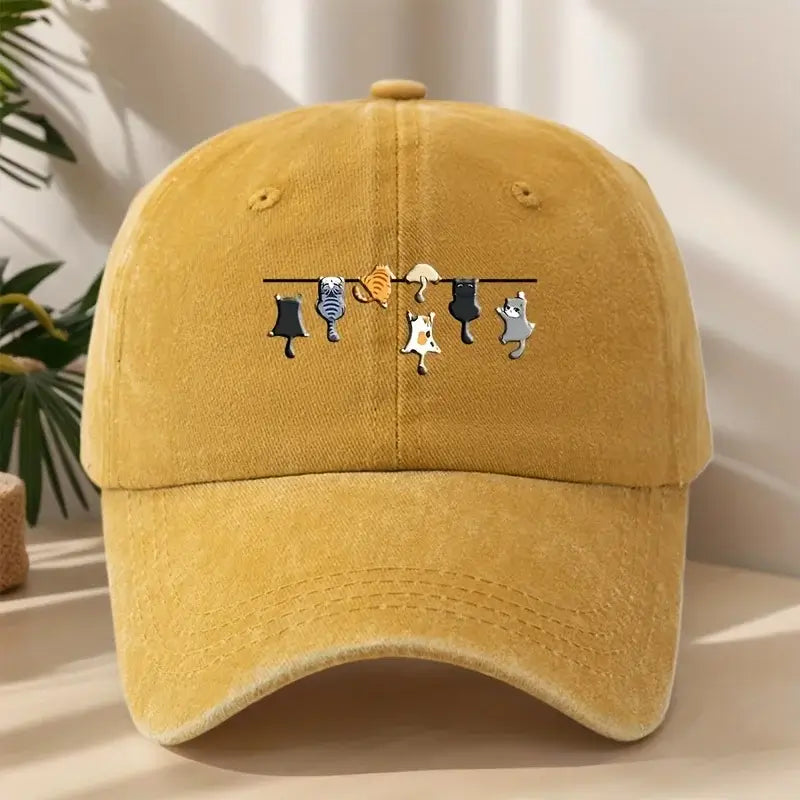 Katzen Baseballkappe – Vintage Unisex Cap mit Stickerei