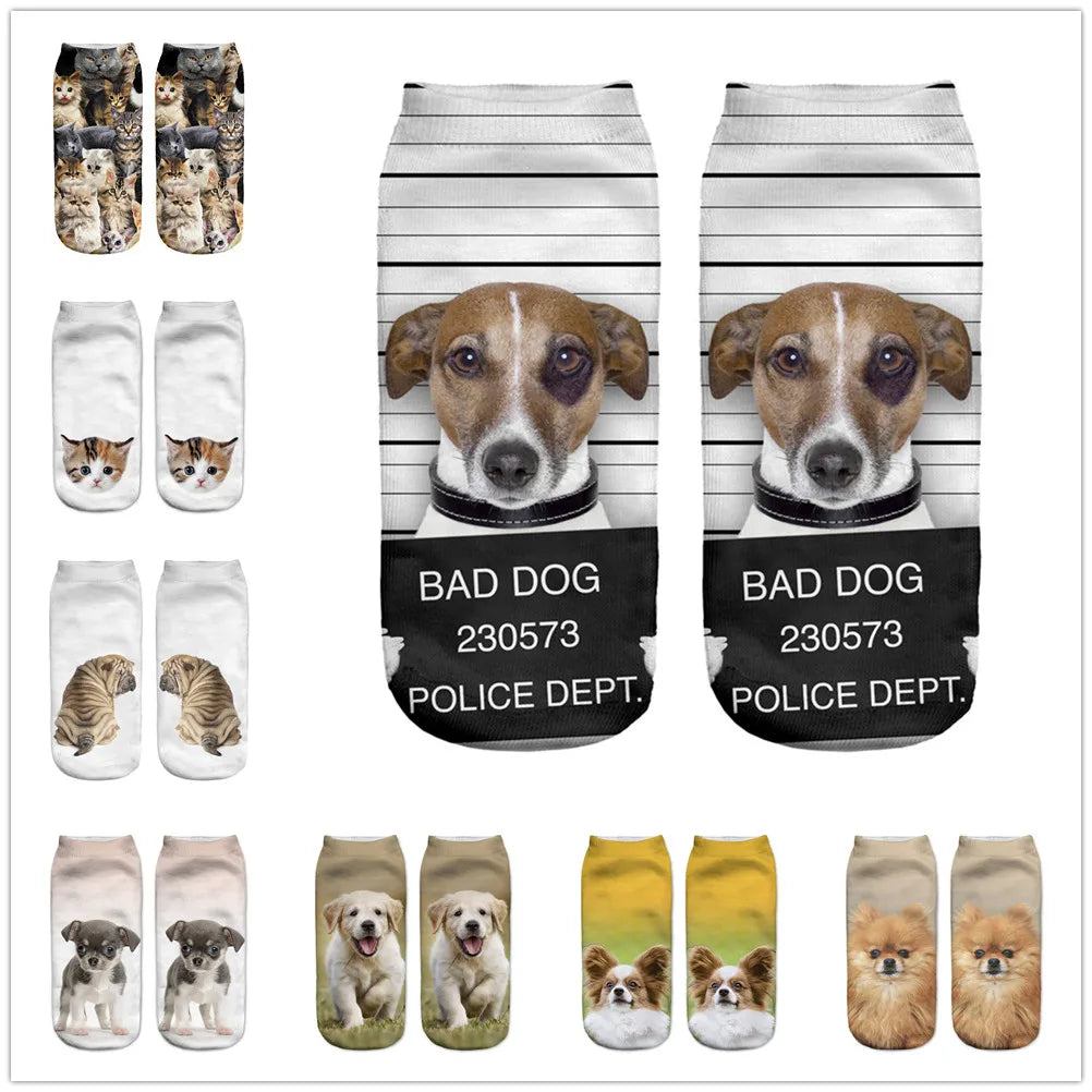 Neue Heiße Verkauf 3D Digital Gedruckt Frauen Socken Unisex Mode Nette Kurze Socke Frauen Niedrigen Fußkettchen Drucken Niedlichen Hund Socke