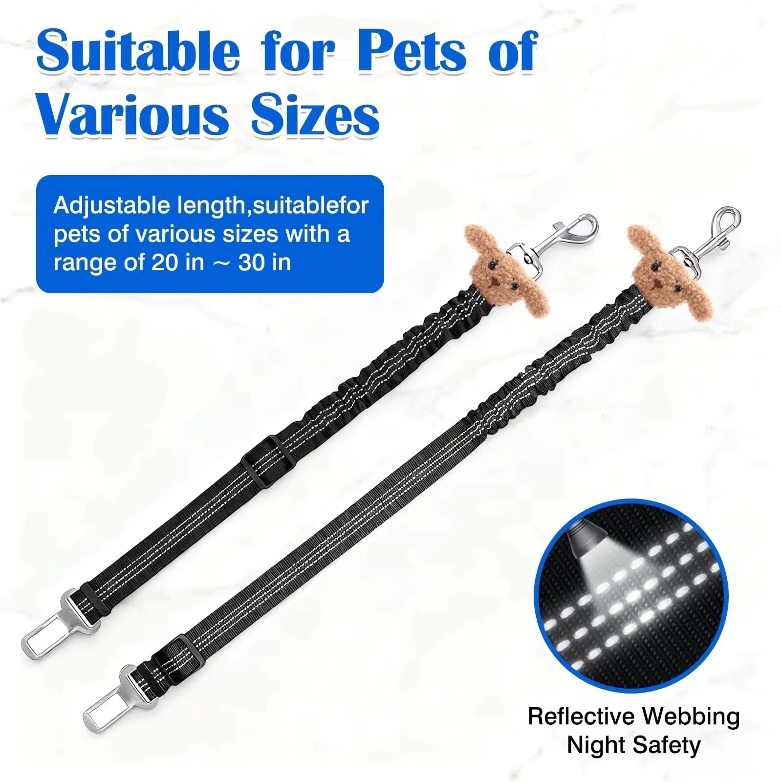 🐾 Petoria® Reflektierender Elastischer Autosicherheitsgurt für Hunde &amp; Katzen