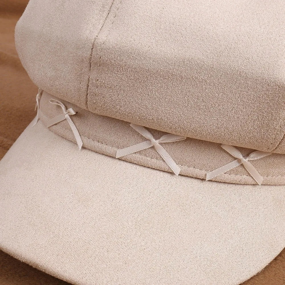 Cute Cat Ear Beret Cap Warm Bow Winter Hat Claw Pattern Painter Beret Hat Women Petoria Store