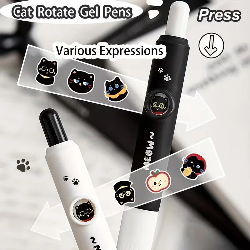 4 Stück Kawaii-Katzenstifte, Pfote 0,5 mm, schnell trocknend, schwarze Tinte, glattes Schreiben, einziehbare Stifte, Schule, Journaling, Geburtstag, Weihnachten, Geschenk ﻿