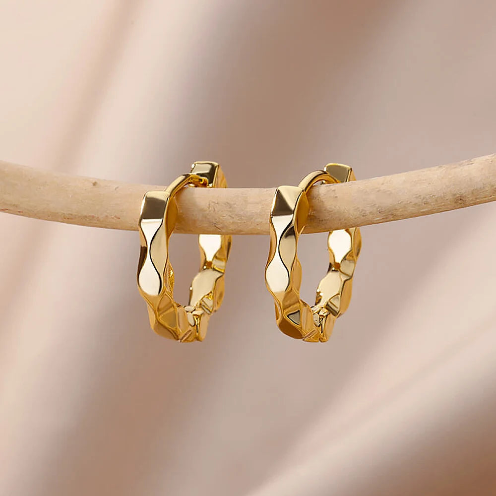 Elegante runde Ohrringe für Frauen und Mädchen, luxuriöse Edelstahl-Creolen, Vintage-Stil, Hochzeit, Verlobung, ästhetischer Schmuck