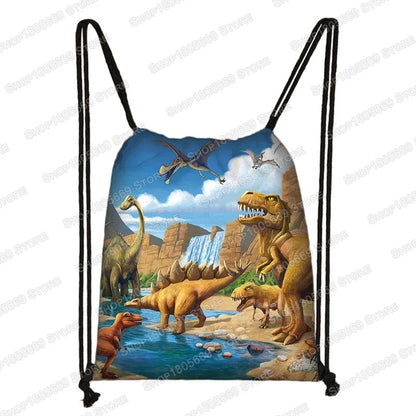 Ancient Animal Dinosaur Backpack Women Men Travel Bag Teenager Boys Girls Bookbag Children Canvas Drawstring Bag Kids Gift Petoria Store