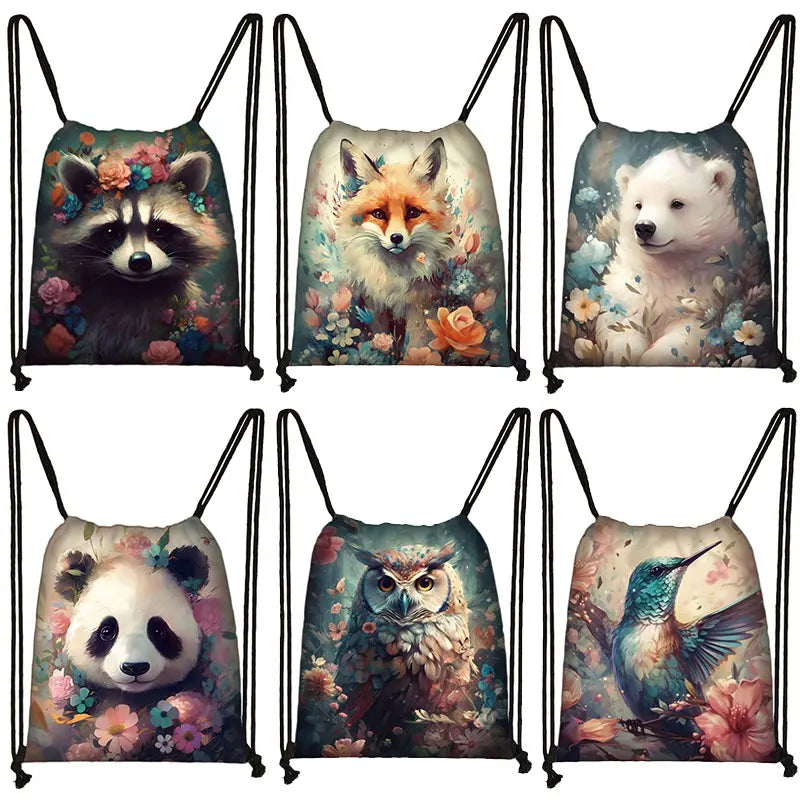 Tier Bär Tiger Eule Kordel zug Tasche niedlichen Kaninchen Panda Rucksäcke Outdoor-Reise Aufbewahrung tasche Schuhe Halter Teenager Buch Taschen Geschenk