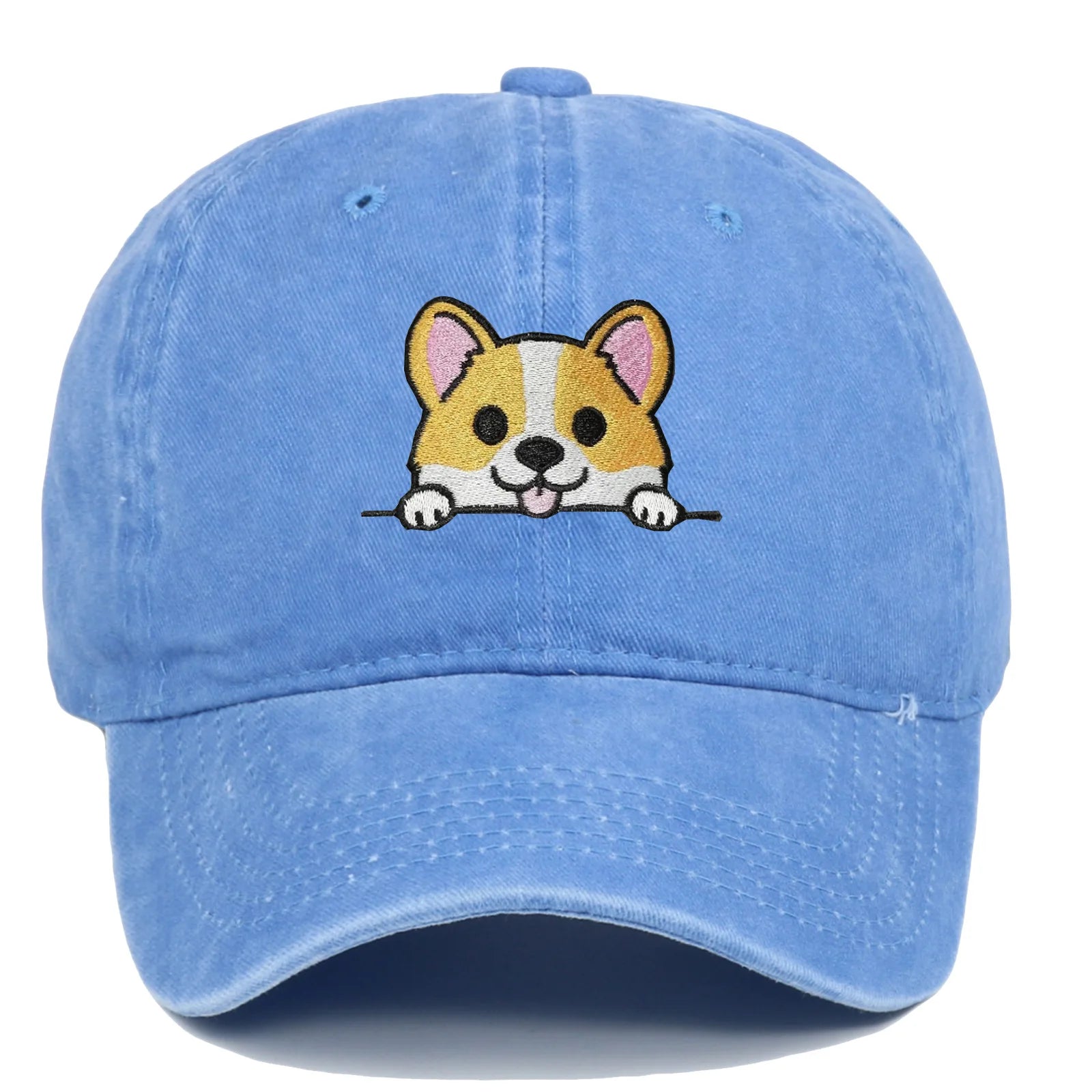 Stickerei Kappe Cartoon Corgi Hund Baseball Caps Mode Sommer Zubehör Sonnenschutz Hut Unisex Weiche Gewaschene Top Cap Flut Hüte