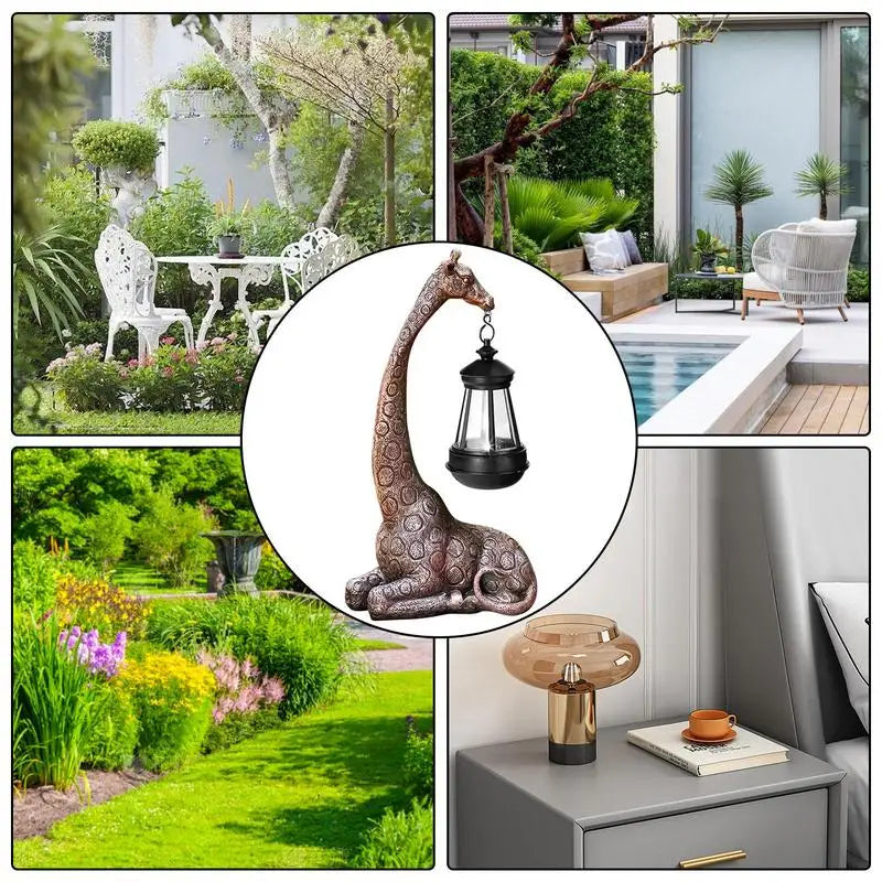 Cute Giraffe Solar Light Garden Statue Animal Figurine Lantern Giraffe Sculpture Animal Resin Statue Backyard Art Craft Ornament Petoria Store