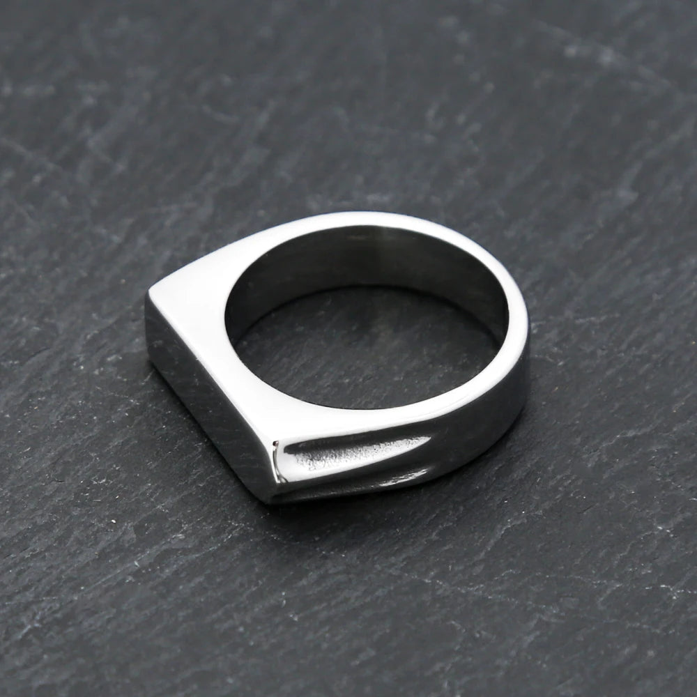 Mode 316L Edelstahl Einfache Ringe Für Männer Frauen Punk Hip Hop Square Band Flache Top Siegelring Charme Partei Schmuck Geschenke
