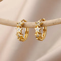 Herz Edelstahl Ohrringe für Frauen Zirkon Gold Farbe Creolen Ästhetische Wasserdichte Ohr Piercing Schmuck Zubehör