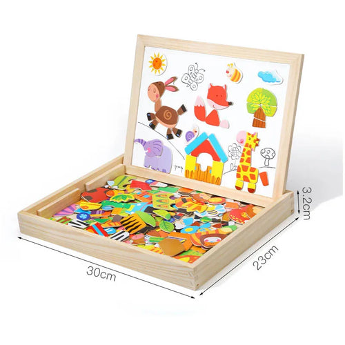 100 + Stücke Holz Multifunktions Kinder Tier Puzzle Schreiben Magnetische Reißbrett Tafel Lernen Bildung Spielzeug Für Kinder