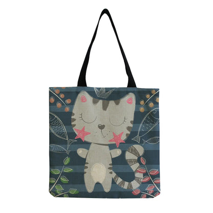 Cartoon Cute Dinosaur Printed Tote Linen Personality Girl Shoulder Bag Large Capacity Travel Storage Packs Women Shopping Bag Petoria Store