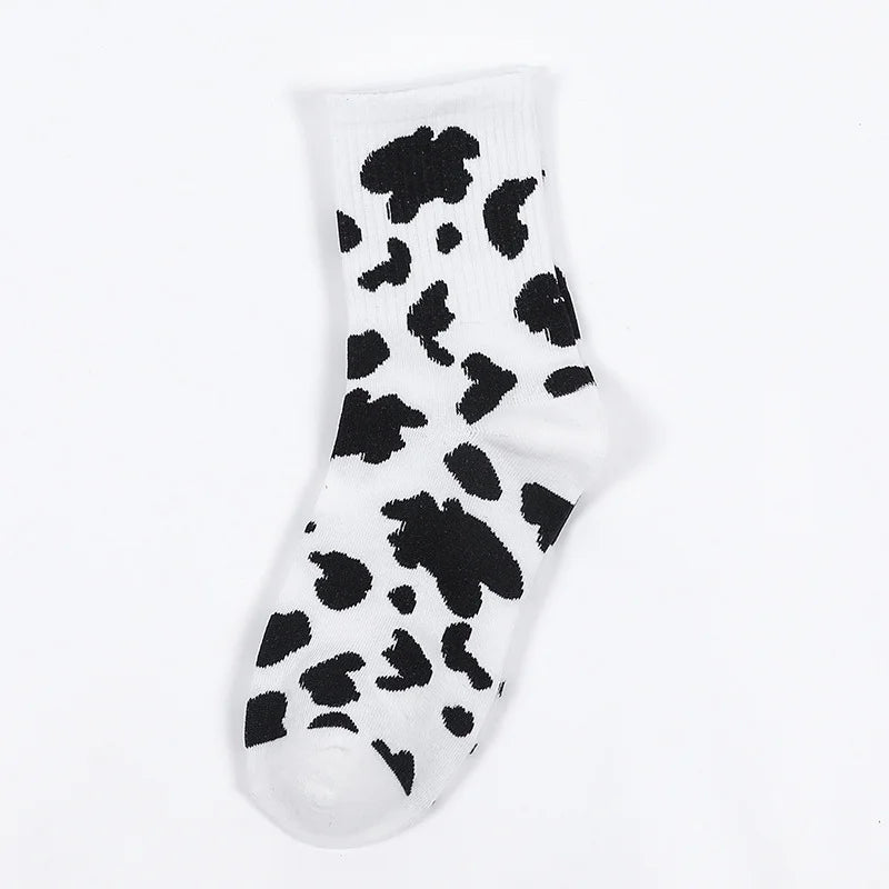 Niedliche Socken mit Kuhmuster für Damen, weiß, schwarz, lustige Cartoon-Tiere, Socken für Mädchen im Angebot, modisch, lässig, Streetwear, Skateboard