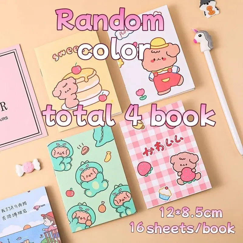 Kawaii Cartoon Mini-Notizbücher in verschiedenen Farben, 10er Set, ideal für Notizen und kreative Ideen.