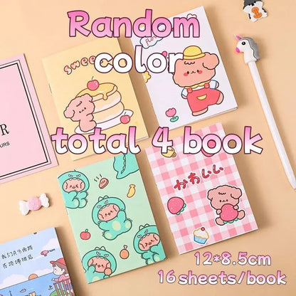 Kawaii Cartoon Mini-Notizbücher in verschiedenen Farben, 10er Set, ideal für Notizen und kreative Ideen.