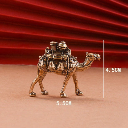 Brass Donkey Small Ornament Antique Copper Camel Animal Equus Asinus Miniature Figurines Home Desktop Decoration Accessories Petoria Store