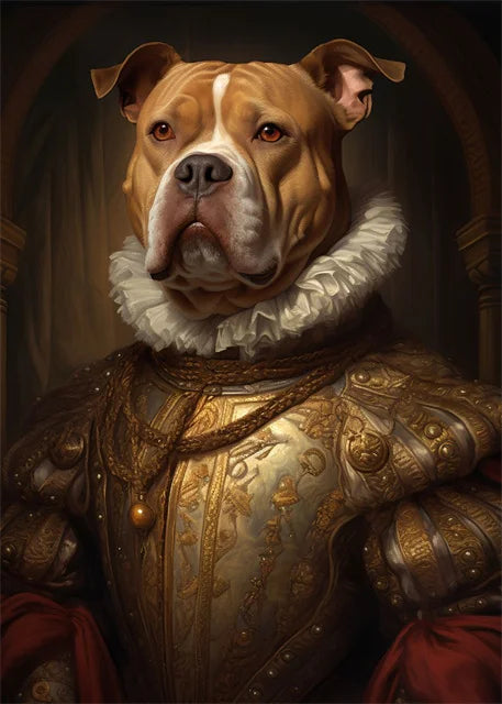 Animal Dog Portrait Art Canvas Painting Dog Dressed King Funny Posters and Prints Wall Art Pictures for Home Living Room Decor Petoria Store
