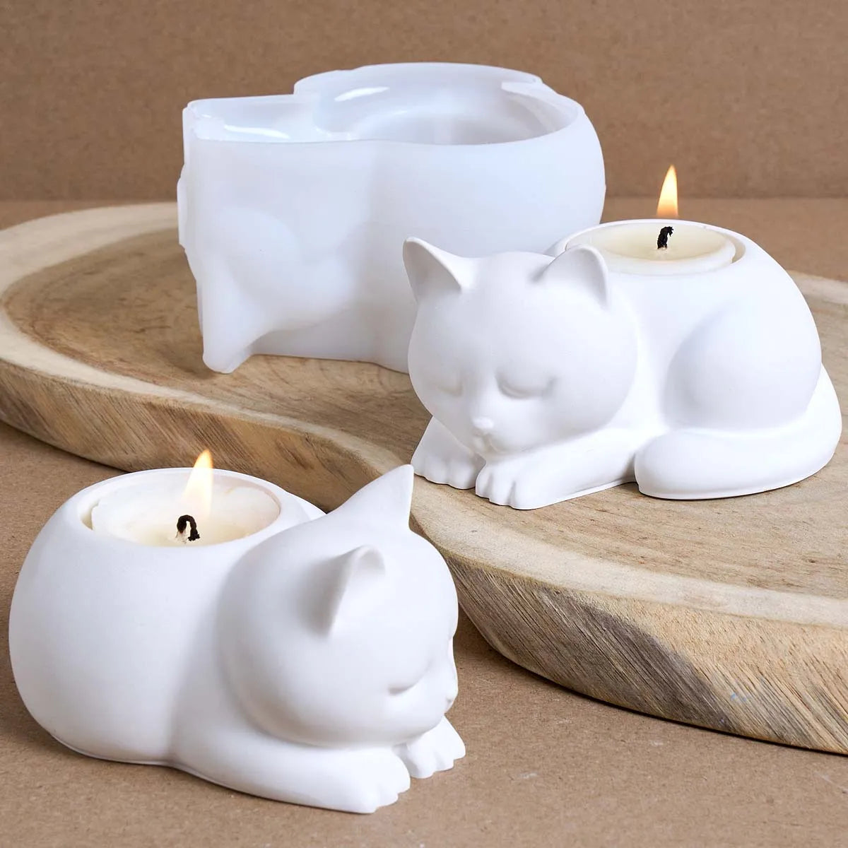 Katzen Kerzenhalter Silikonform