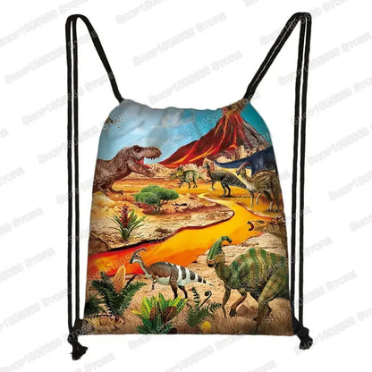 Ancient Animal Dinosaur Backpack Women Men Travel Bag Teenager Boys Girls Bookbag Children Canvas Drawstring Bag Kids Gift Petoria Store