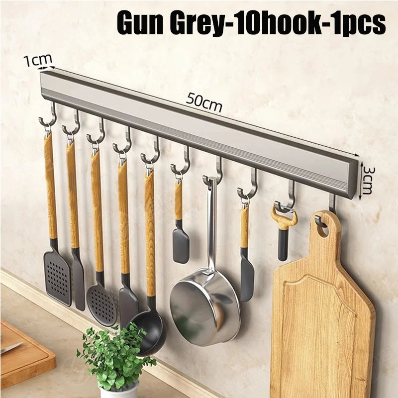 Küche Lagerung Rack Aluminium Legierung Haken Rack Wand Montiert Küche Utensil Lagerung Rack Bad Robe Handtuch Aufhänger