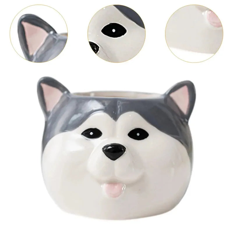 Flower Pot Ceramic Cartoon Animal Flower Pot Cute Dog Series Cartoon Succulent Flower Pot Home Gardening Pot Plant Petoria Store
