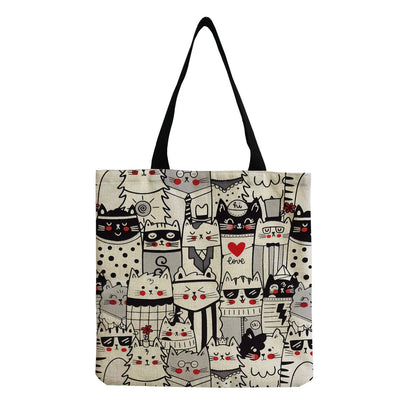 Cartoon Cute Dinosaur Printed Tote Linen Personality Girl Shoulder Bag Large Capacity Travel Storage Packs Women Shopping Bag Petoria Store