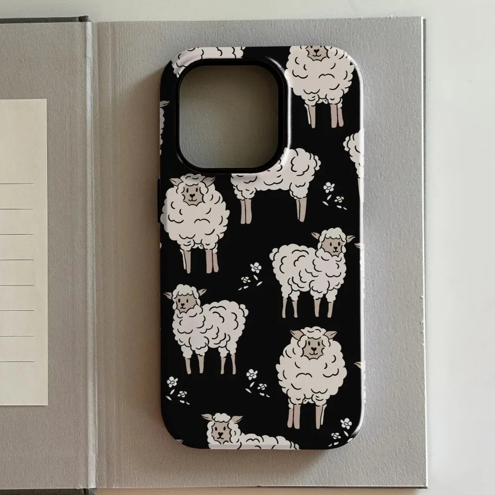 Luxuriöse Clmj süße Tiere Handyhülle für iPhone 17 16e 16 15 14 13 12 11 X XS XR XSMAX Air Pro Max Plus Doppelschicht-Abdeckung