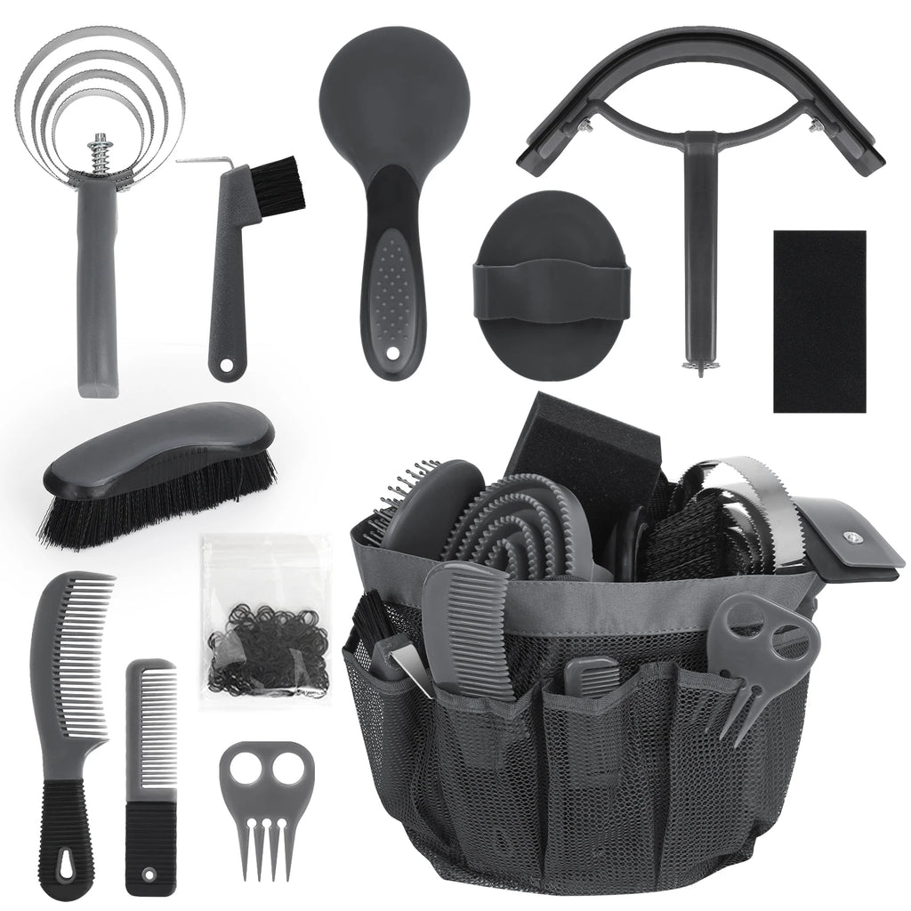Pferdepflege-Set 11-teilig – Komplettes Pferdebürsten- und Pflegeset mit Organizer-Tasche, Ausrüstung & Geschenke für Pferdebesitzer