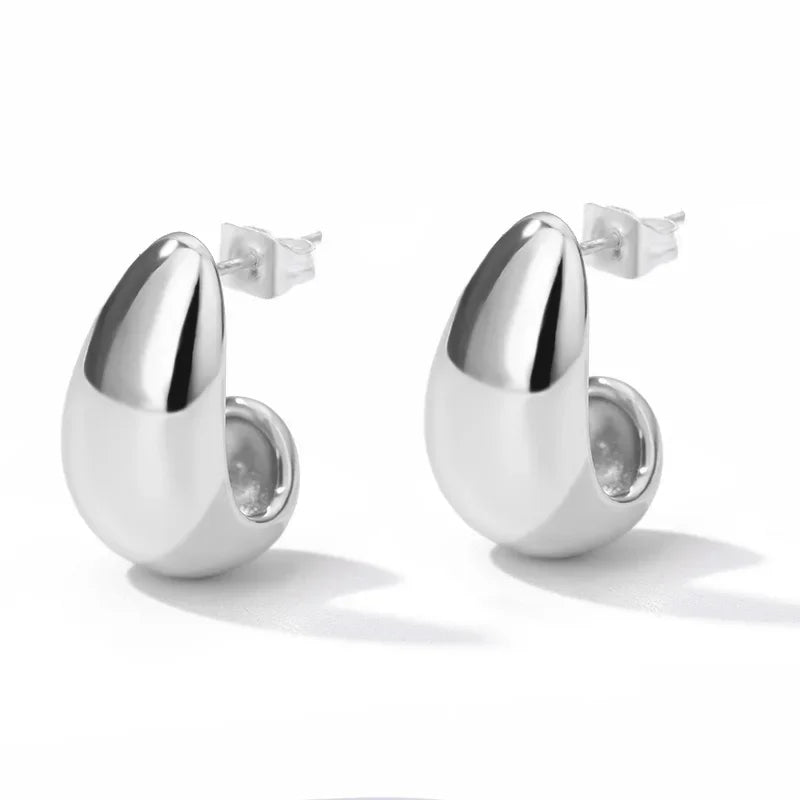 Herz Edelstahl Ohrringe für Frauen Zirkon Gold Farbe Creolen Ästhetische Wasserdichte Ohr Piercing Schmuck Zubehör