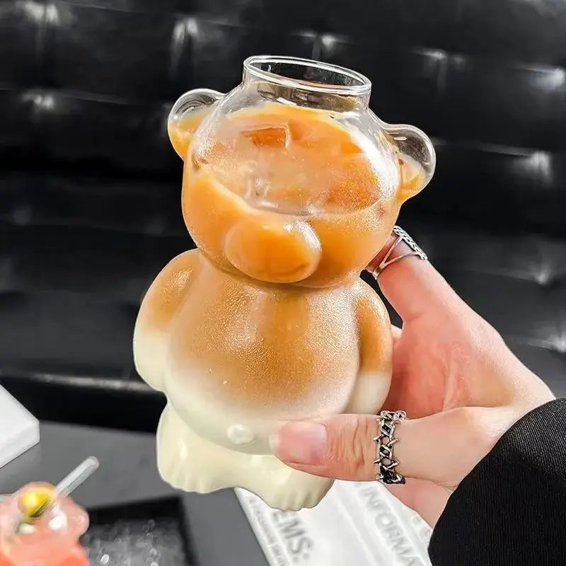 Bären Glasbecher mit Strohhalm Petoria