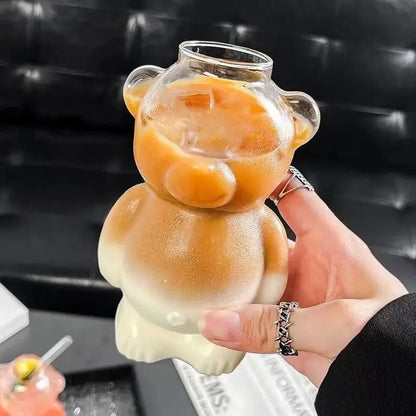 Bären Glasbecher mit Strohhalm Petoria