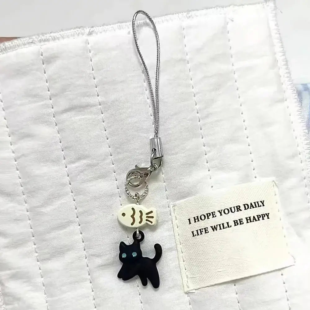 Süße schwarze Katze Schlüsselanhänger
