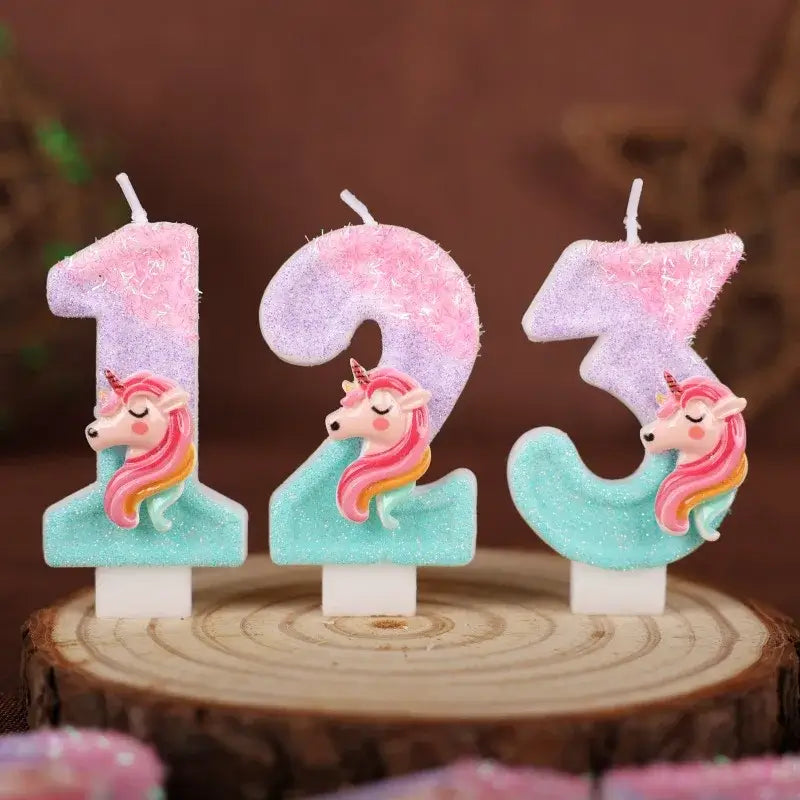 Einhorn Zahlenkerzen für Kindergeburtstag 0–9