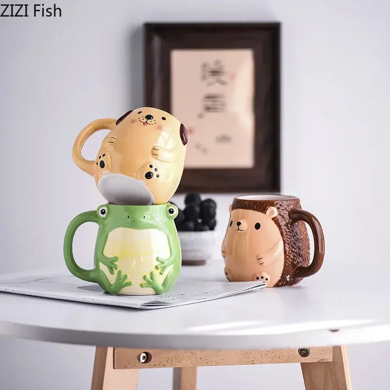 3D Tiermotiv Keramiktasse Cartoon Kaffeebecher