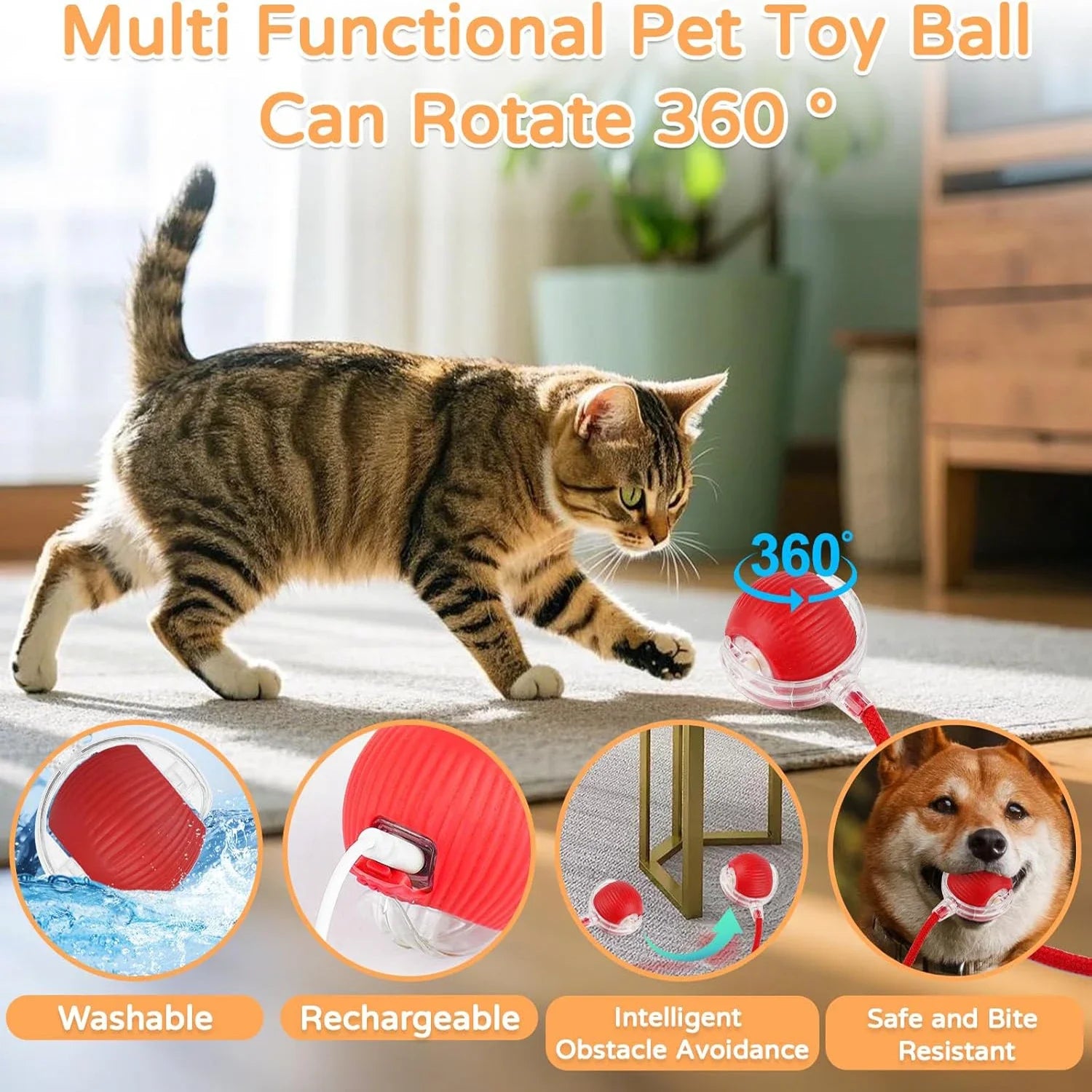 Interaktiver Katzenball mit Schwanz