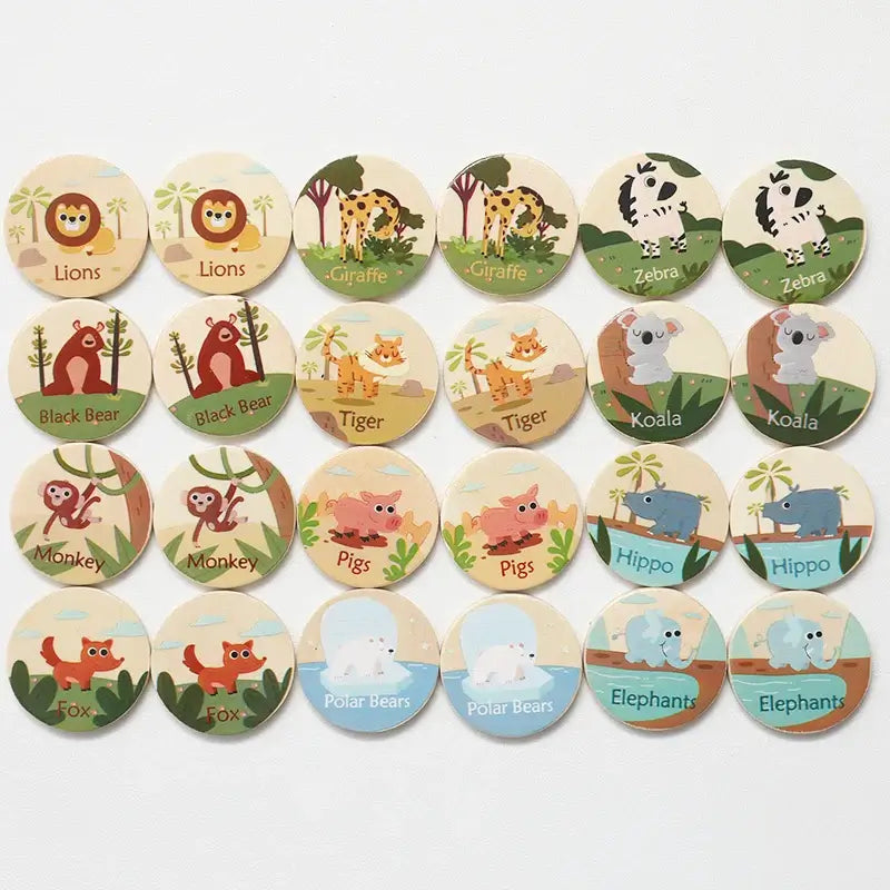 Holz Memory-Spiel mit Tiermotiven für Kinder