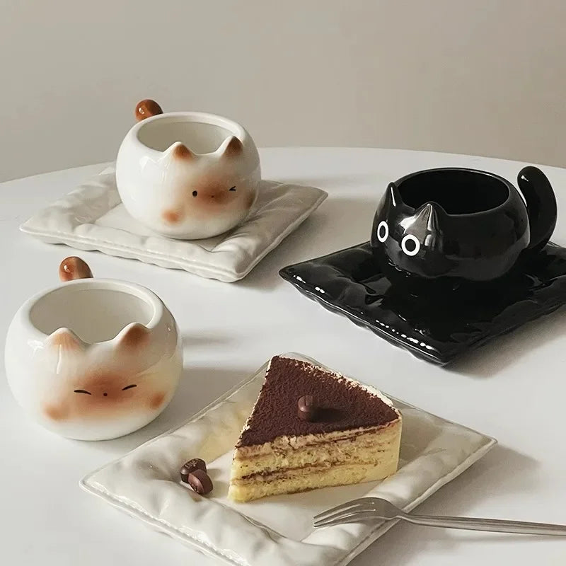 Katzen Keramiktasse – Niedliche Kaffeetasse mit Katzenmotiv