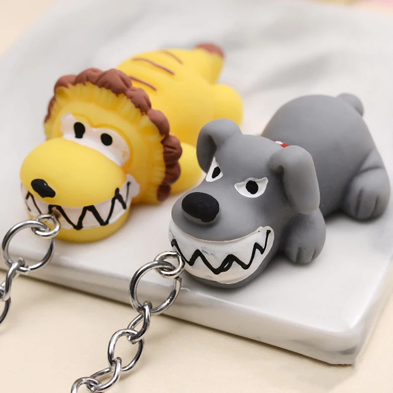 Cartoon Tier Schlüsselanhänger Lustiger Löwe Hai Krokodil Hund Gummi Schlüsselanhänger Auto Schlüsselanhänger Tasche Anhänger Geschenk