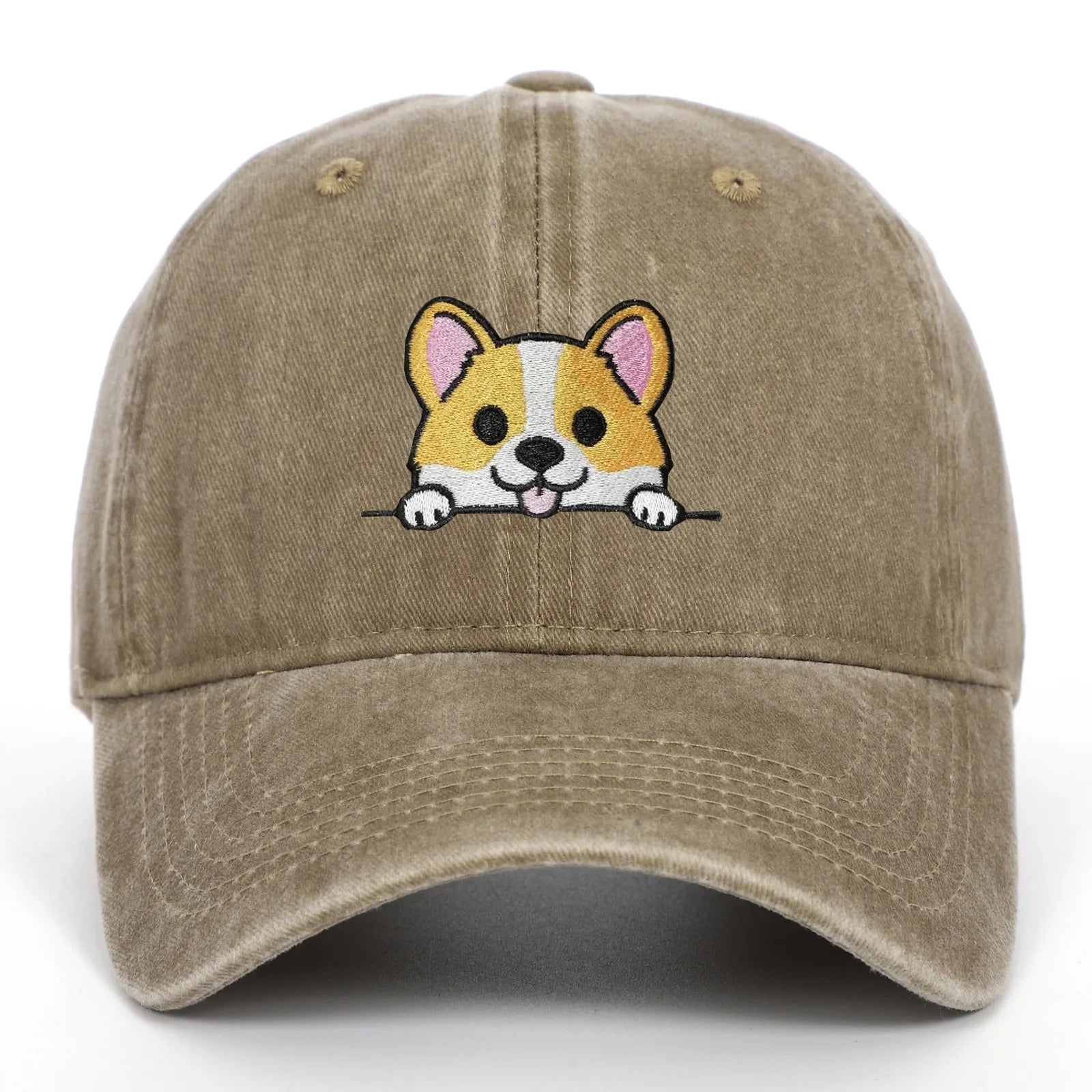 Stickerei Kappe Cartoon Corgi Hund Baseball Caps Mode Sommer Zubehör Sonnenschutz Hut Unisex Weiche Gewaschene Top Cap Flut Hüte