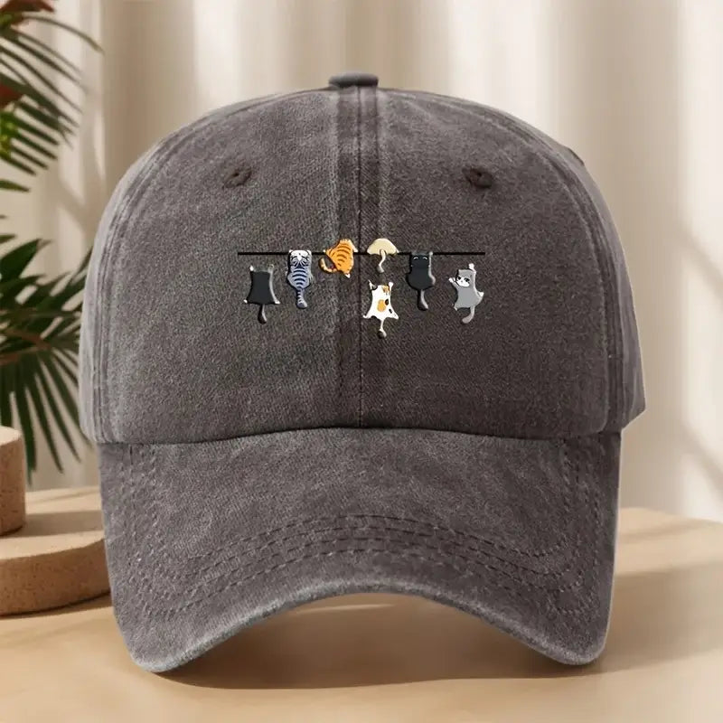 Katzen Baseballkappe – Vintage Unisex Cap mit Stickerei