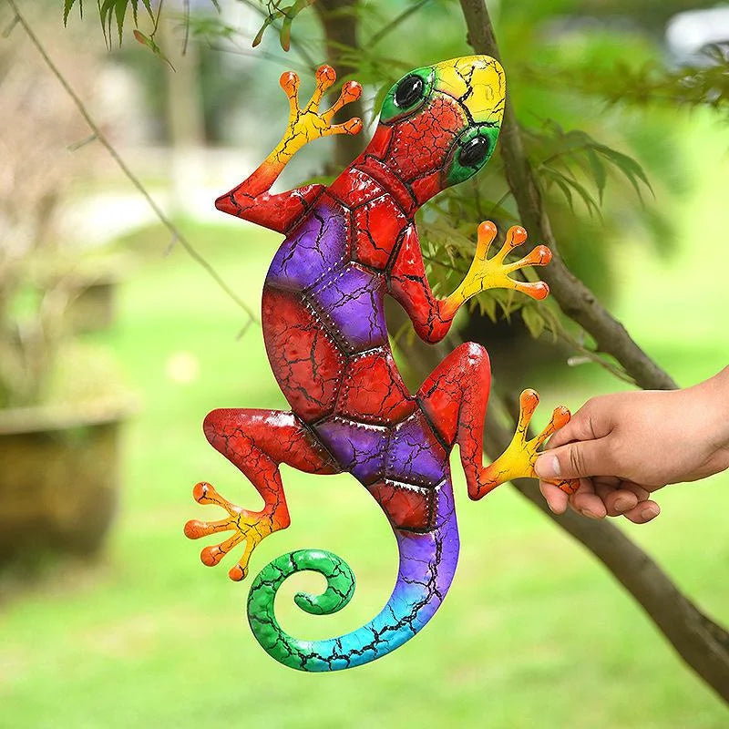 Metal Gecko Yard Garden Decoration for Outdoor Statues Home-garden Wall Decor Miniature Accessories Sculpture Lizard Ornaments Petoria Store