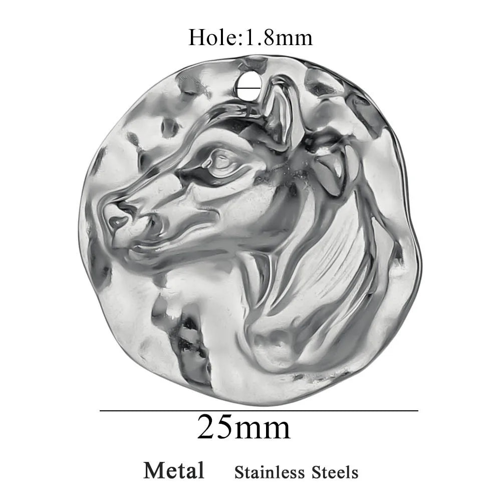 5 Stück Edelstahl-Anhänger, vergoldet, für die Schmuckherstellung, runde böse Tiere, Anhänger für DIY-Halsketten, Ohrringe, Armbänder, Zubehör