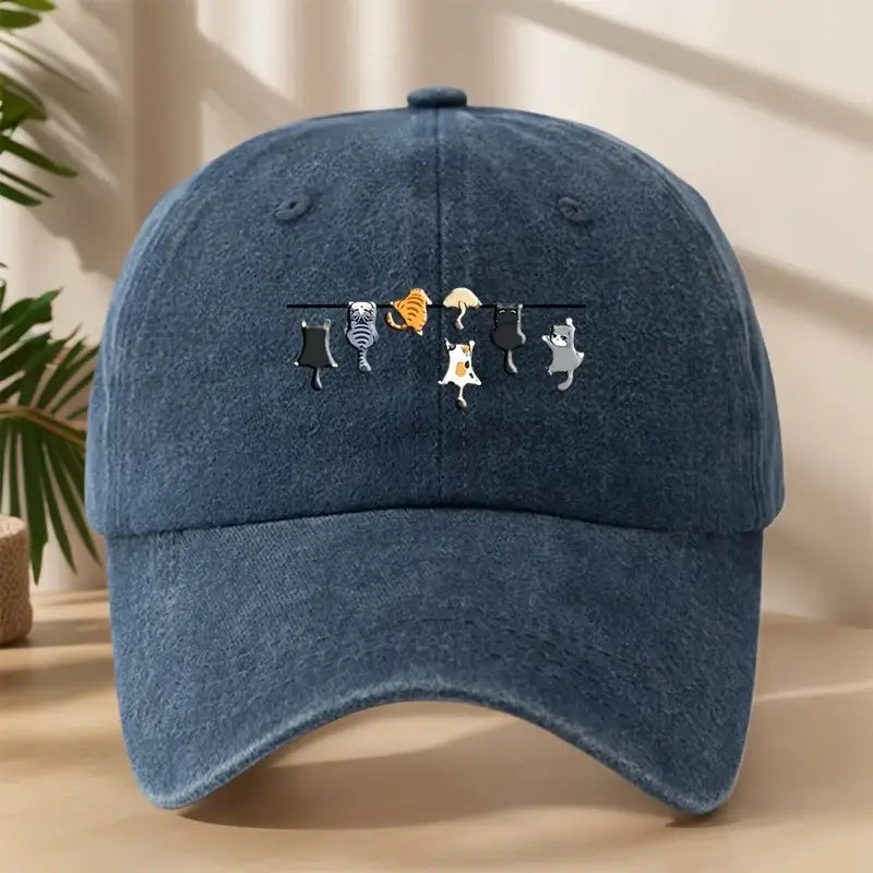Katzen Baseballkappe – Vintage Unisex Cap mit Stickerei