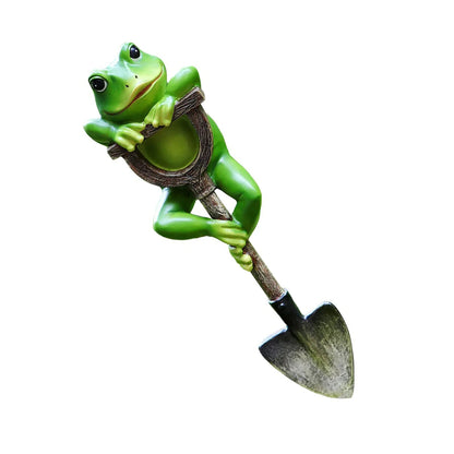 Frog Garden Statue Lawn Ornament Cute Frog Figurines on Shovel Ornament for Outdoor Patio Yard Decorations Petoria Store