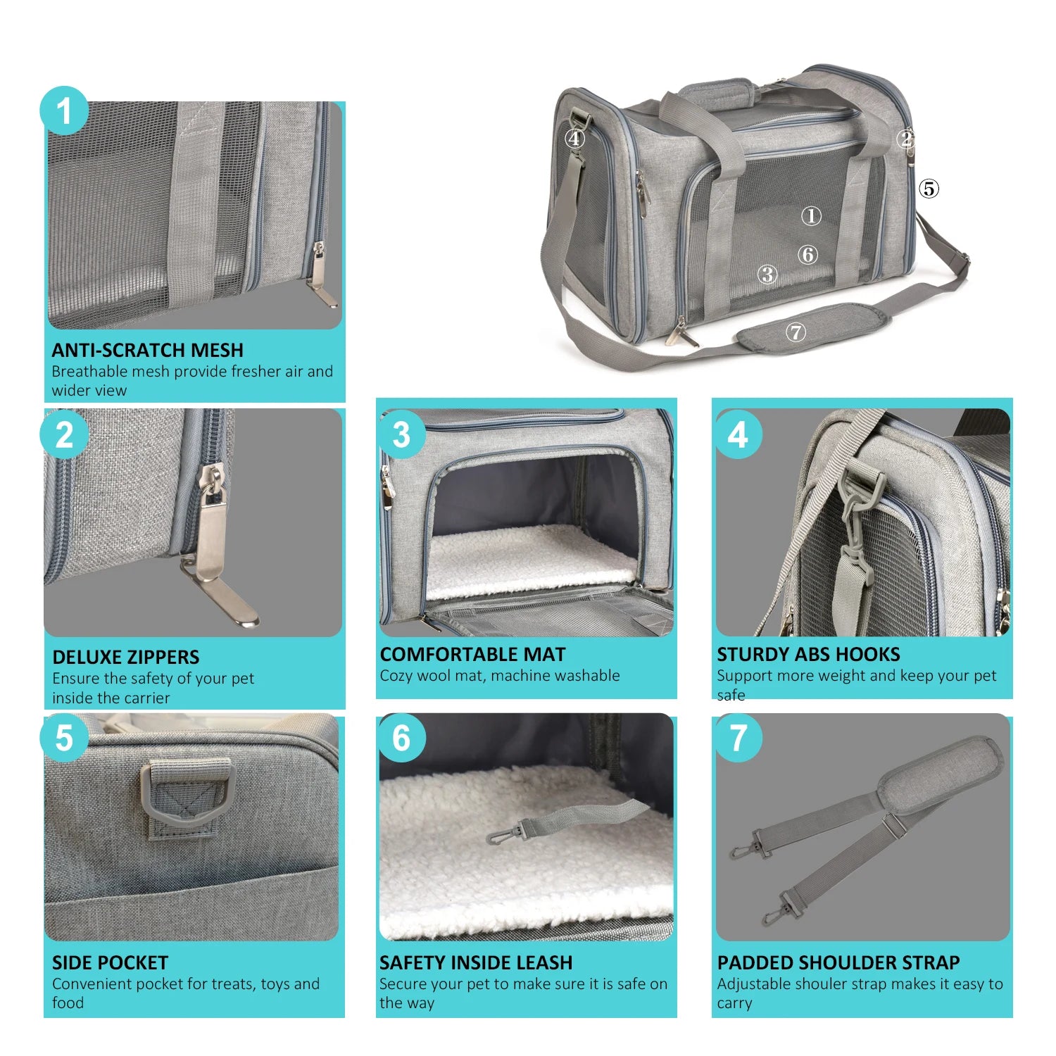 Petoria® Premium Haustier-Tragetasche für Hunde &amp; Katzen – Faltbar