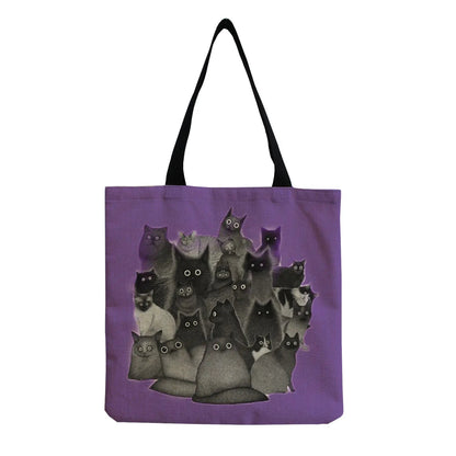 Cartoon Cute Dinosaur Printed Tote Linen Personality Girl Shoulder Bag Large Capacity Travel Storage Packs Women Shopping Bag Petoria Store