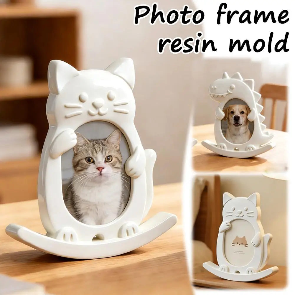 Kitten &amp; Puppy Seesaw Photo Frame Silicone Mold, Epoxy Resin Photo Frame Set Mould, DIY Interlocking Pet Picture Frame Decor Petoria Store