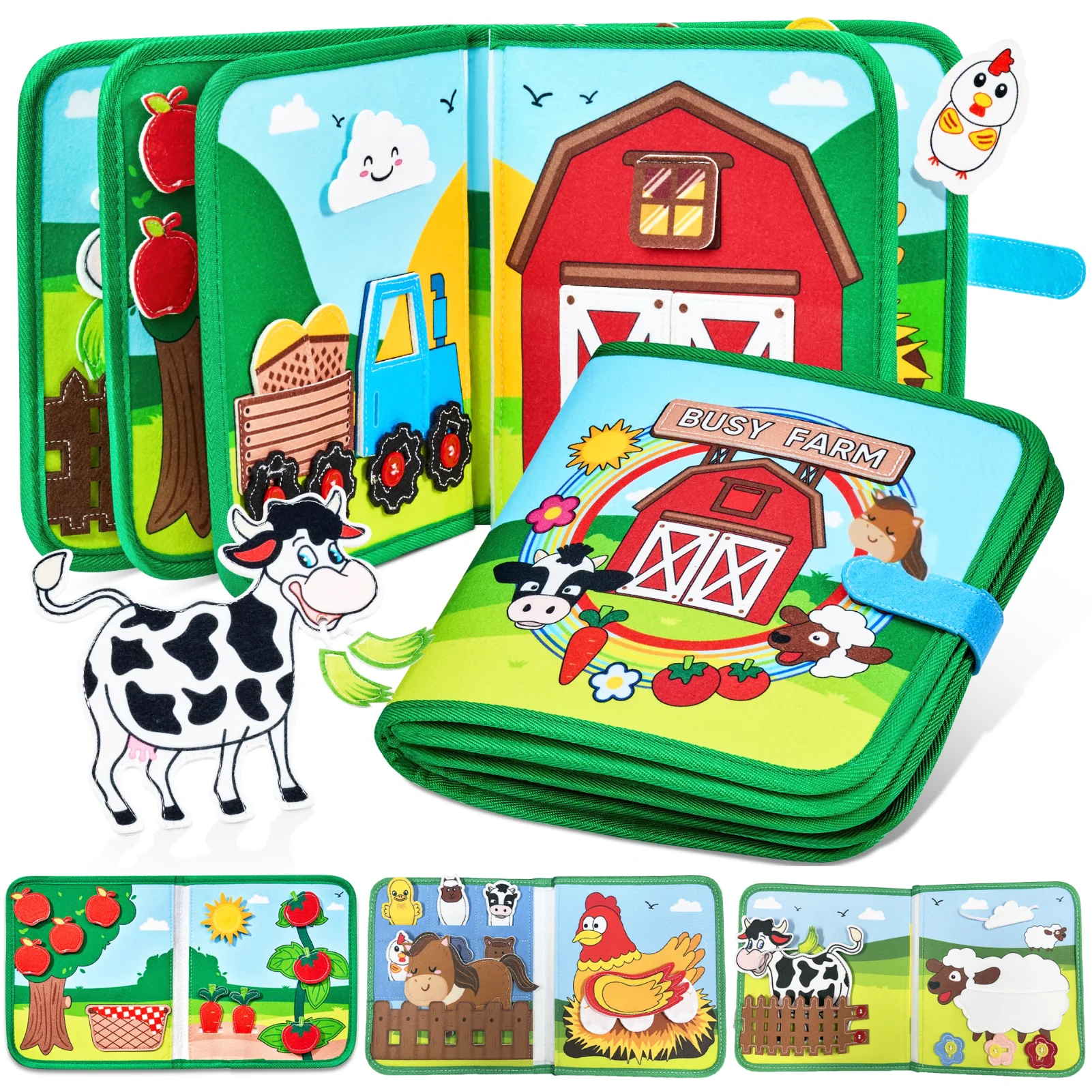 Montessori-Spielzeug, beschäftigtes Buch für Kleinkinder, Nutztier, Geschichtenerzählen, beschäftigtes Brett, Kinder, Feinmotorik, Früherziehung, Spielzeug, Reisegeschenke