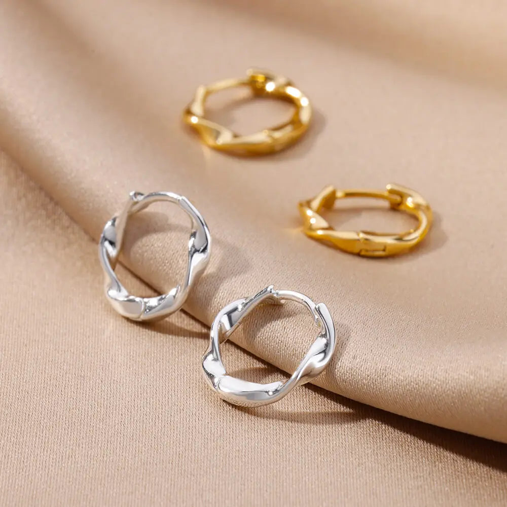 Elegante runde Ohrringe für Frauen und Mädchen, luxuriöse Edelstahl-Creolen, Vintage-Stil, Hochzeit, Verlobung, ästhetischer Schmuck