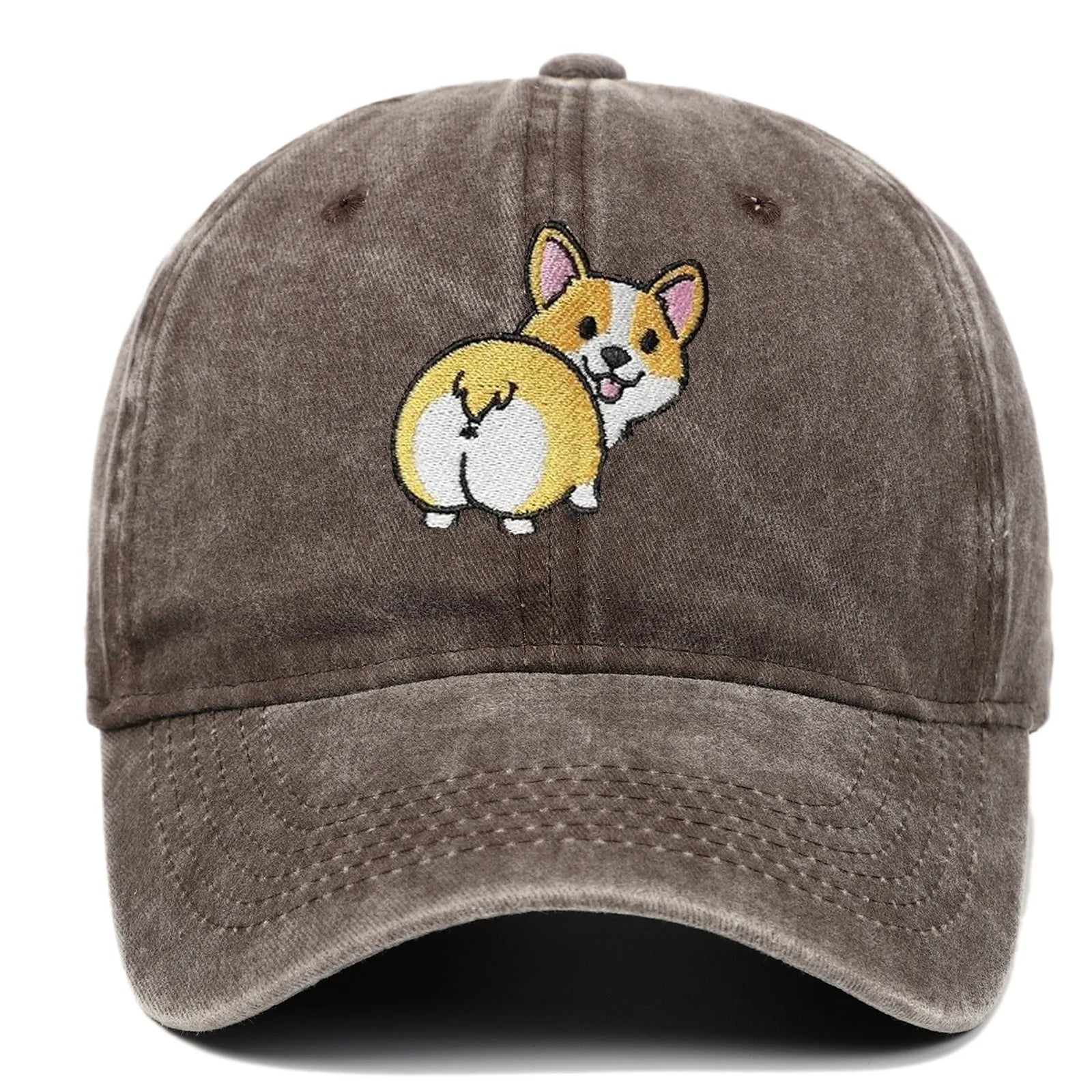Stickerei Kappe Cartoon Corgi Hund Baseball Caps Mode Sommer Zubehör Sonnenschutz Hut Unisex Weiche Gewaschene Top Cap Flut Hüte