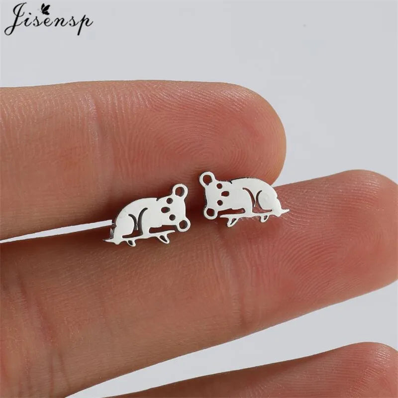 Mehrere Mini-Edelstahl-Tierohrringe für Frauen, Niedliche Hunde-, Dinosaurier-, Hasen-, Papageien-Ohrringe, Eulen-Ohrstecker, Schmuck Großhandel